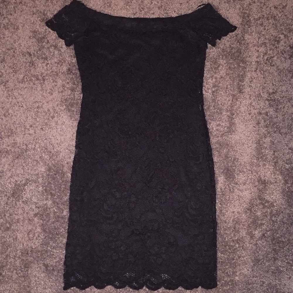 Ambiance off the shoulder black lace dress
